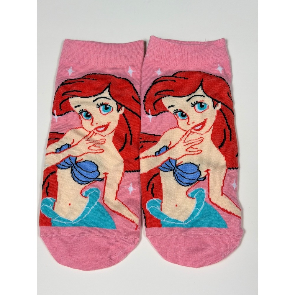 Disney Princess Ankle Socks 3 Pair Bundle Ariel Belle Moana Pink Orange Womens